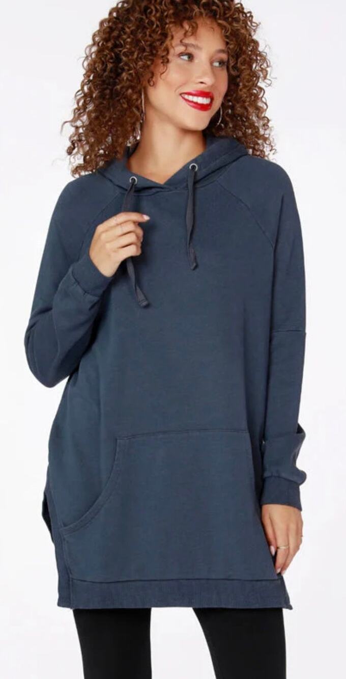 Bobi Square Hem Hoodie Granite Navy Blue NWT XS tunic length oversized ($128)